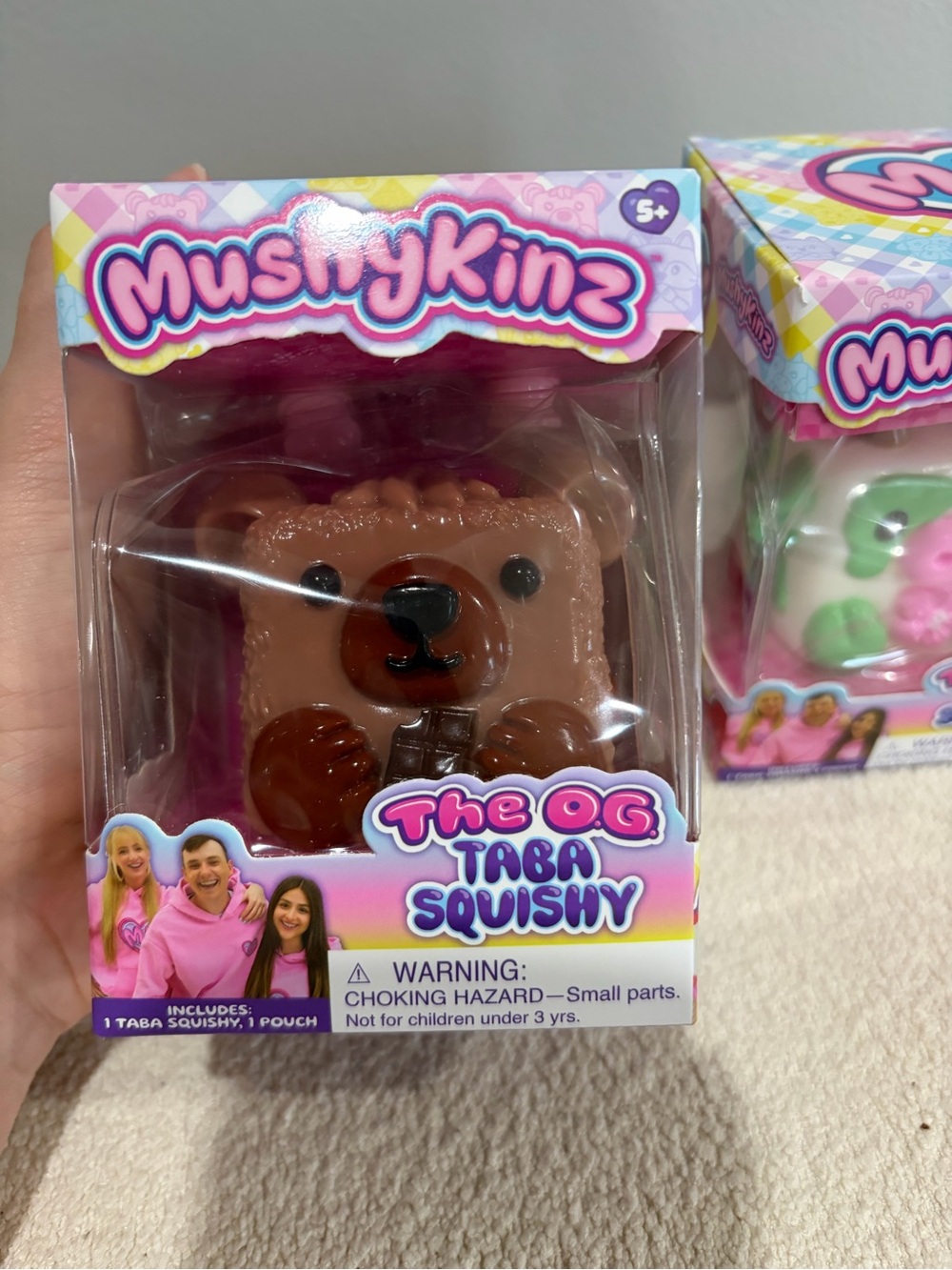 The OG Taba Squishy Kids Toy - Brown Bear with Chocolate and White/Green Cow - Picture 2 of 7